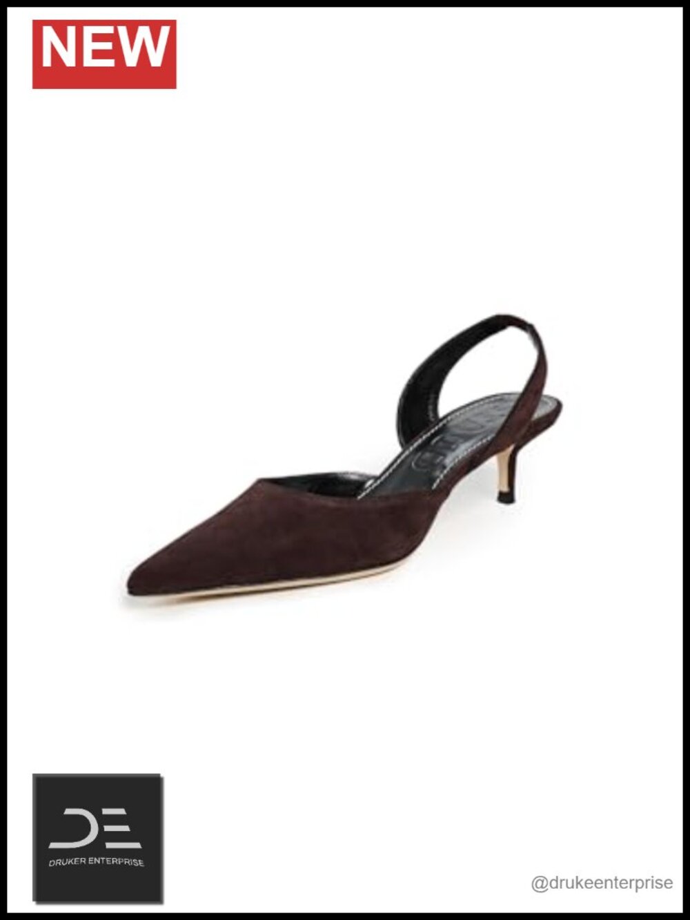 STAUD Women's Sebastian Slingbacks, Kitten Heel Pointed Toe, Calfskin Leather